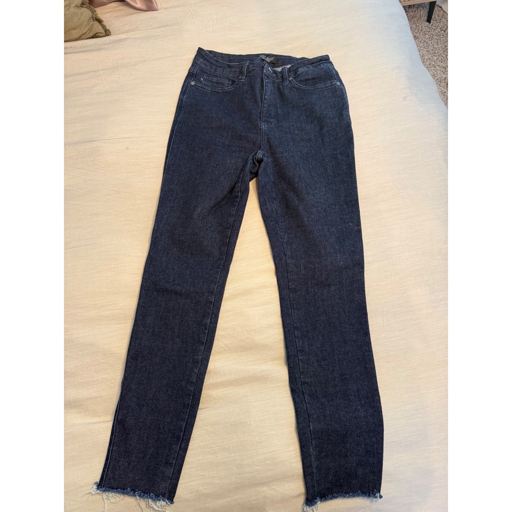 Judy Blue Women's 9/29‎ Dark Wash High Rise Skinny Jeans Raw Hem Stretch